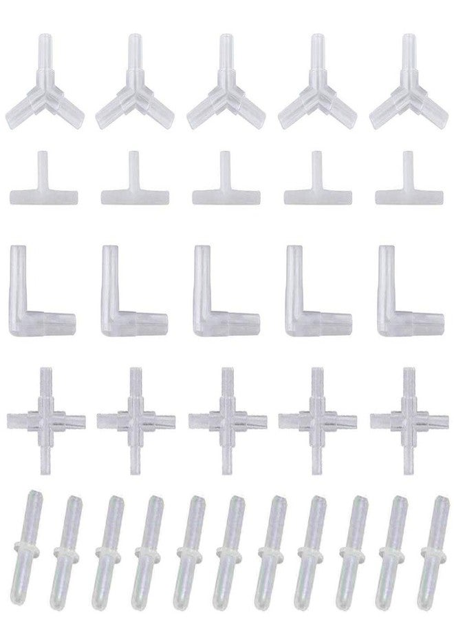NGe 30 Pieces 4mm/ 3/16" OD Plastic Aquarium Air Line Tubing Connector Splitter, T/Y/L/Cross Shape and 2 Way Connector, for 4mm/ 3/16" ID Air Hose - Image 1